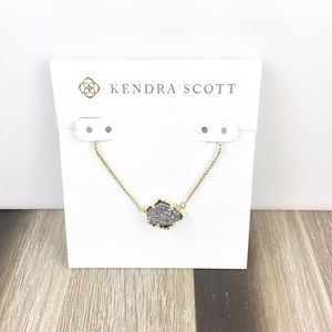 Kendra Scott Tess platinum drusy gold necklace